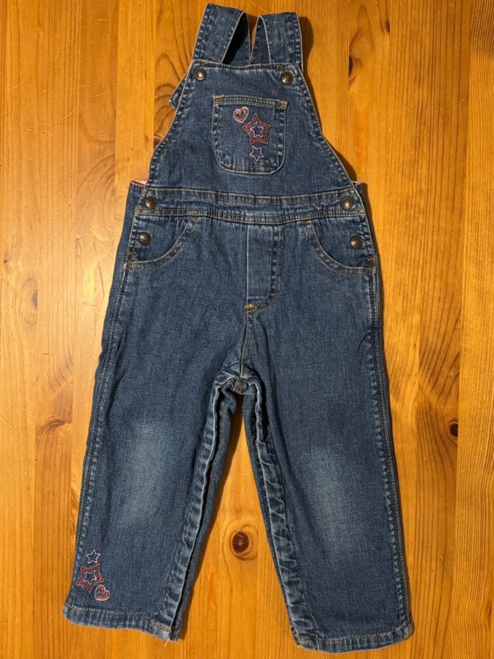 Vintage B.U.M Equipment Kids Denim Overalls with Star Embroidery - Blue